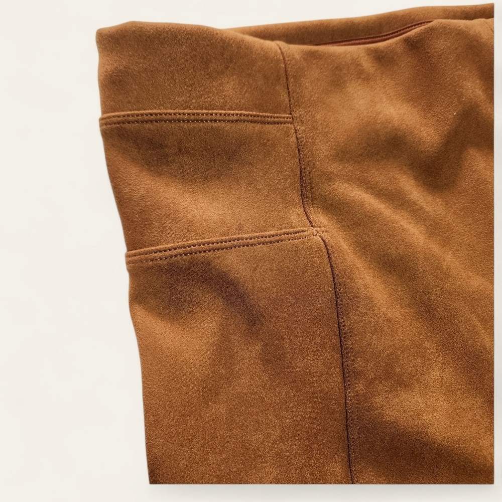 Spanx Faux Suede Leggings – Size Large | Rich Caramel Brown - Picture 5 of 9